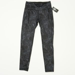 Ideology Printed Ankle Leggings Tonal Mesh Detail